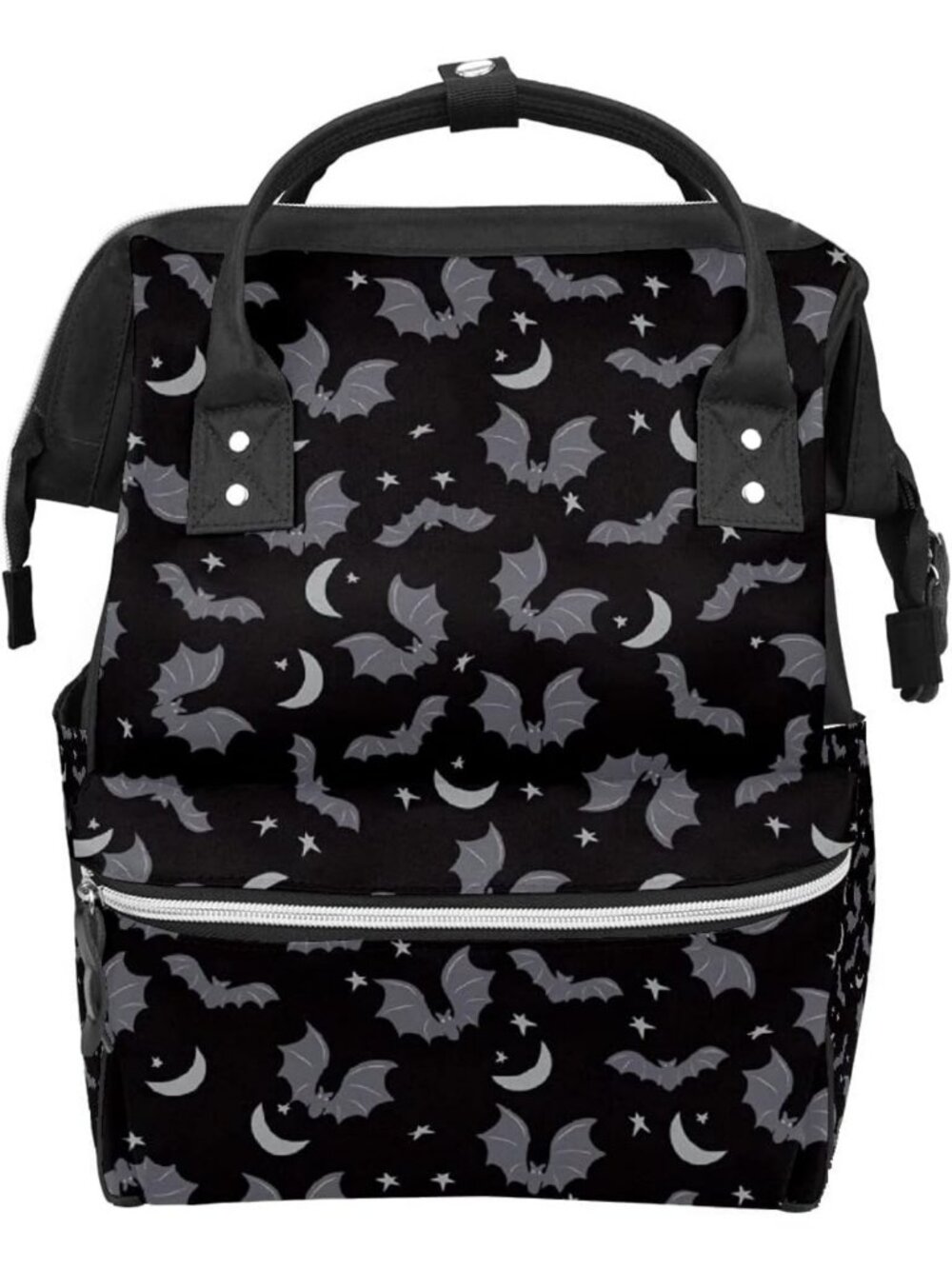 Stylish Black & Gray Bats Diaper Bag Backpack - Large Capacity, Multi-Function